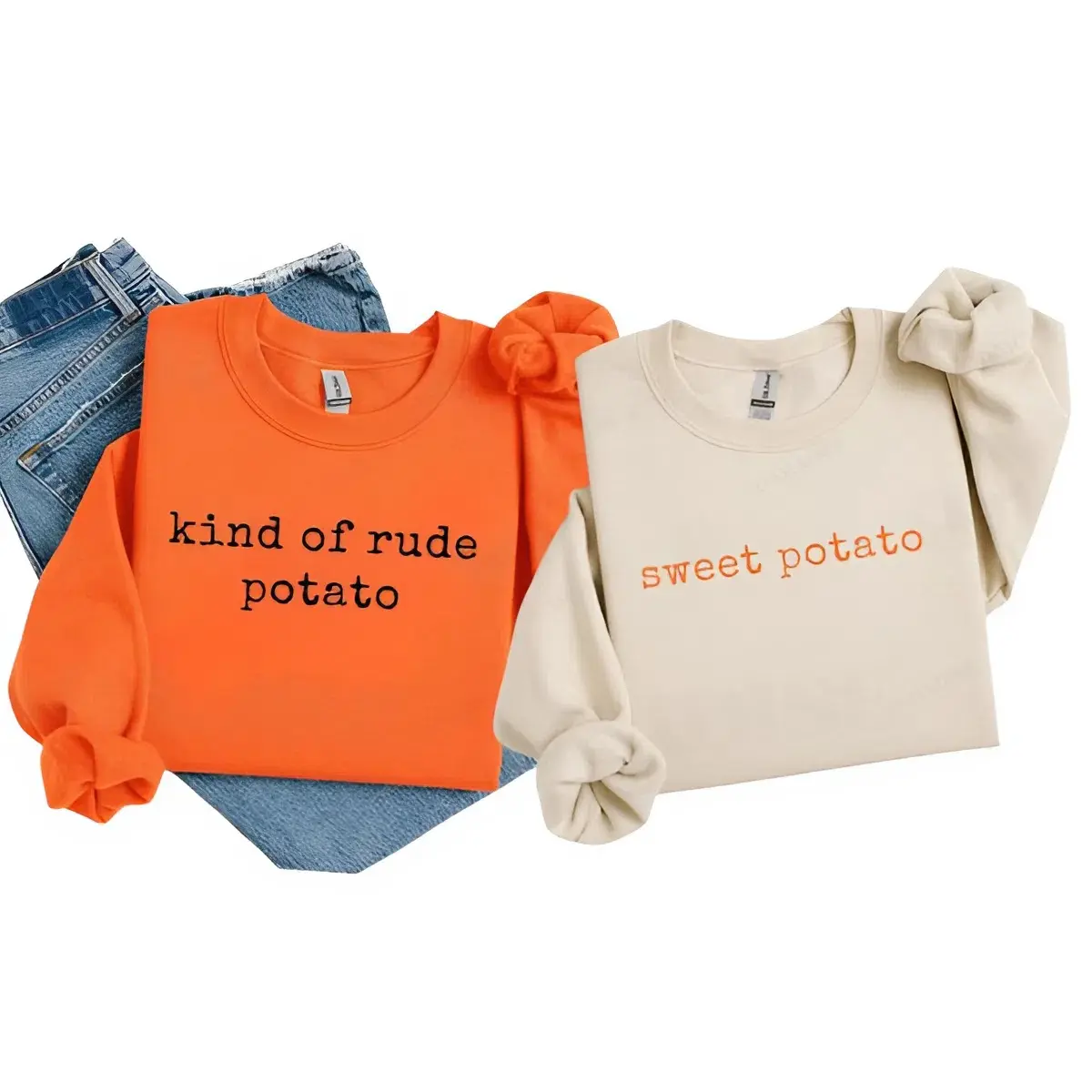 Matching Thanksgiving youth and Adult Sweatshirt, Funny Couple Sweater, Sweet Potato, Kind Of Rude Potato, Fall Season Husband Wife Gift, Humor Sweatshirt, Trending tee, youth clothing, gift for son and daughter, Family shirt, holiday outfit