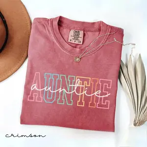 Comfort Colors Retro Auntie T-Shirt, New Aunt Gift Idea, Pregnancy Announcement Shirt for Aunt, Cute Pregnancy Reveal Tee, Future Aunt Graphic Top, Family Baby News Surprise, Unisex Cotton Shirt for Women - AMBER