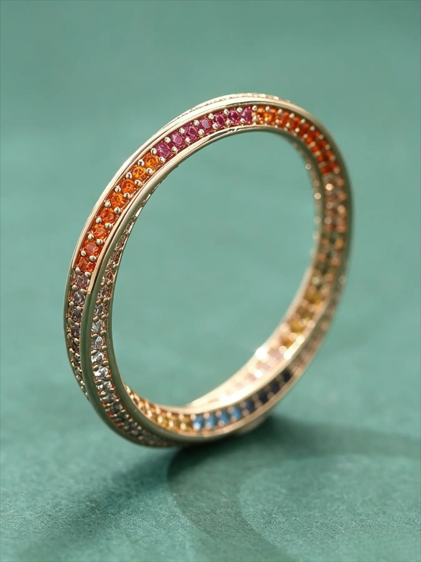 Elegant Copper Moebius Ring with Colorful Zirconia, Fashionable Party Jewelry for Women, Versatile Gift Idea, Stylish Accessory, Unique Rings, Beautiful Rings