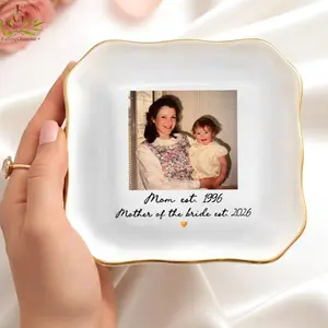 Photo Gifts for Mom Wedding Day, Custom Photo Wedding Ring Dish, Mother Of The Bride Jewelry Dish, Custom Jewelry Tray for Mom, MOB Gifts