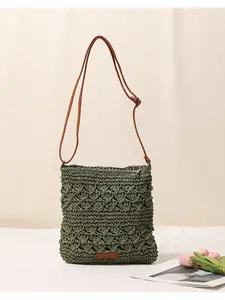 Womens Mesh Straw Beach Bag Woven Crossbody Shoulder Bag with Adjustable Strap for Beach Vacations and Activities