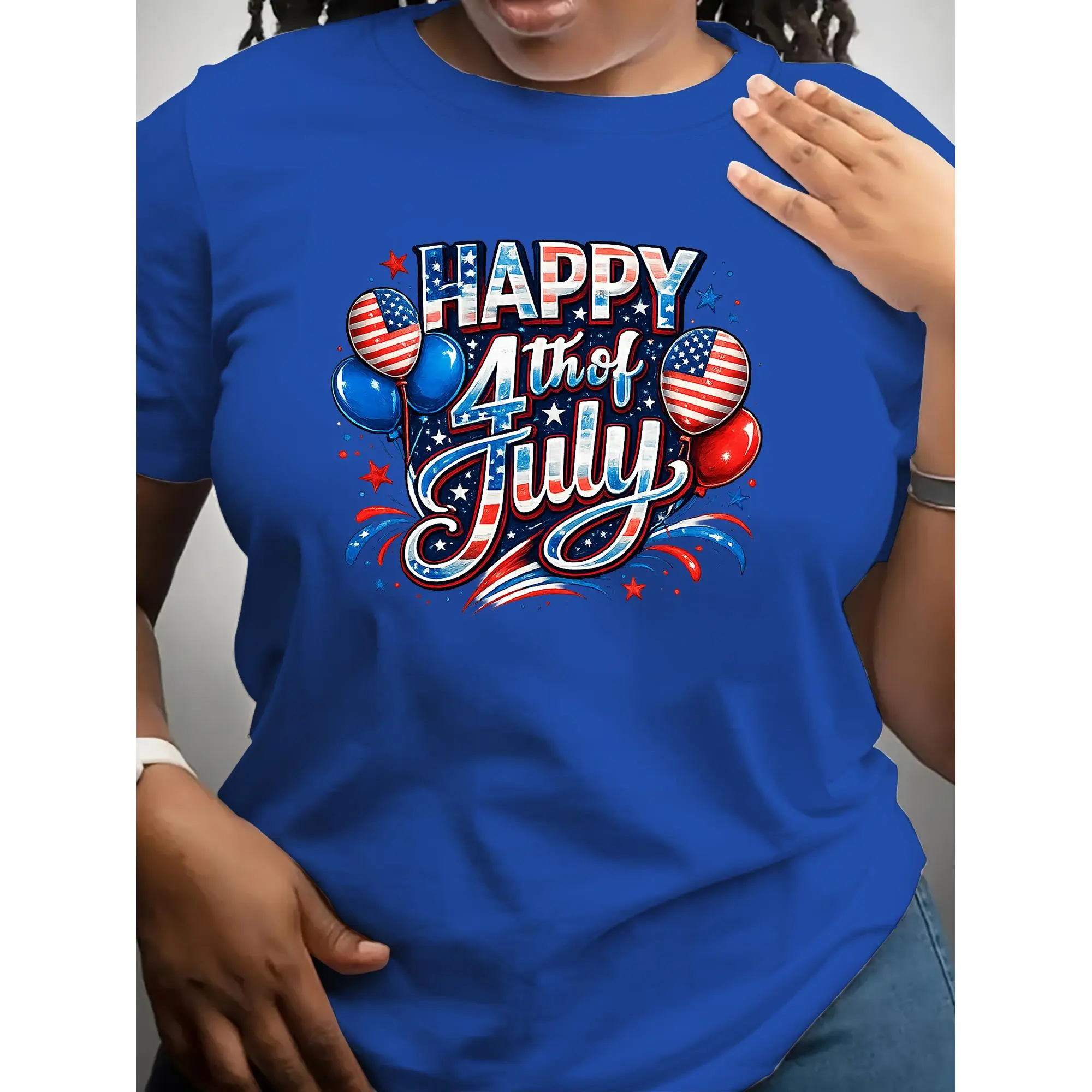 Independence Day Short-Sleeve T-Shirt - Commemorative Flag Tee (Women's Crew Neck Style). Features Soft, Comfortable Fabric; Perfect for Independence Day, The Fourth of July, Memorial Day, Presidents' Day, and Celebrations. church outfit men
