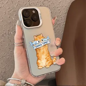 Orange Cat Snack Time phone case for iPhone 17 Air 16 Pro Max 15 14 Plus 13 12 11 XR XS stylish camera protection Shockproof Anti Drop Durable Phone Case.