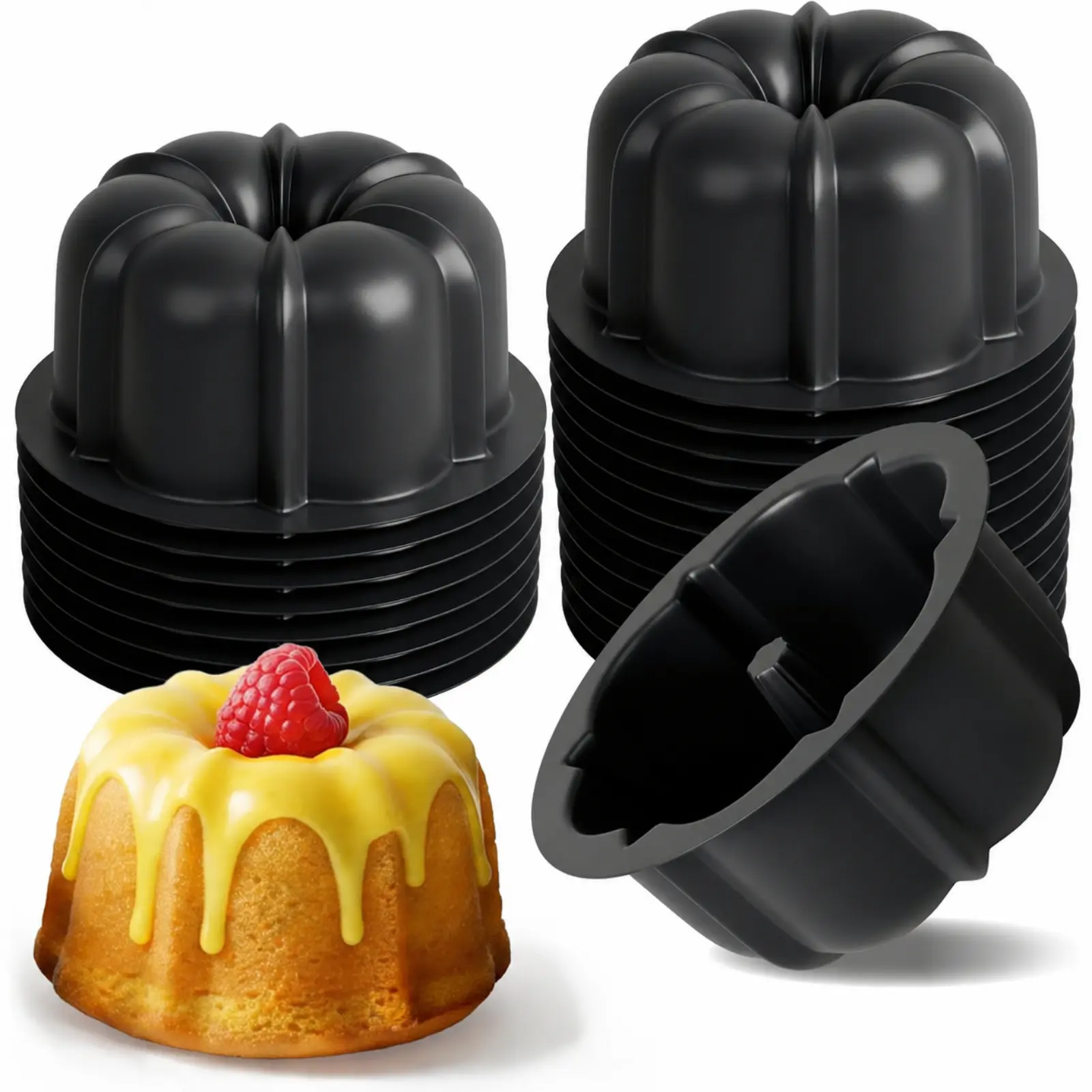 25-Pack Silicone Mini Cake & Flan Mold Set - Non-Stick, Easy-Release Bakeware - Reusable Silicone Baking Set for Cakes, Jell-O