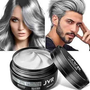 JVR Temporary Silver Gray Hair Color Wax for Women Men Natural Matte Color Grey Hair Dye Wax, 2 IN1 Girl Boy Hair Styling Mud Washable Disposable Hair Style All Day Hold for Party, Cosplay Haircare