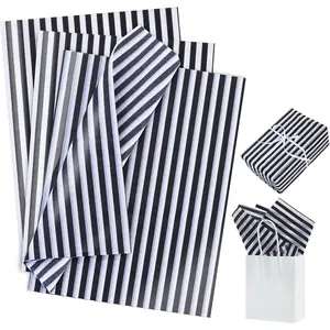 Black Pin Stripe Tissue Paper Bulk,Wrapping Tissue Paper for  Bags, 14 x 20 Inch  Wrap for Wedding Easter Birthday Graduation DIY Crafts Holiday -30 Sheets