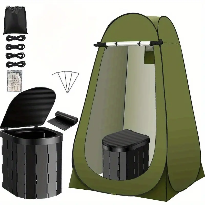 Portable Camping Toilet Set, Pop-Up Privacy Tent, Foldable Travel Toilet, Suitable for RVs and Outdoor Use