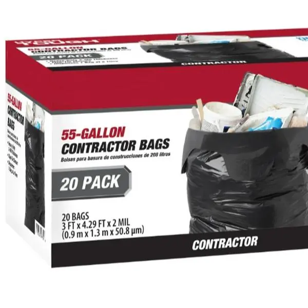 55-Gallon Flap Tie Contractor Bags, 2 MIL, 20 Bags Pack 55-Gallon Flap Tie Contractor Bags, 2 MIL, 20 Bags Pack