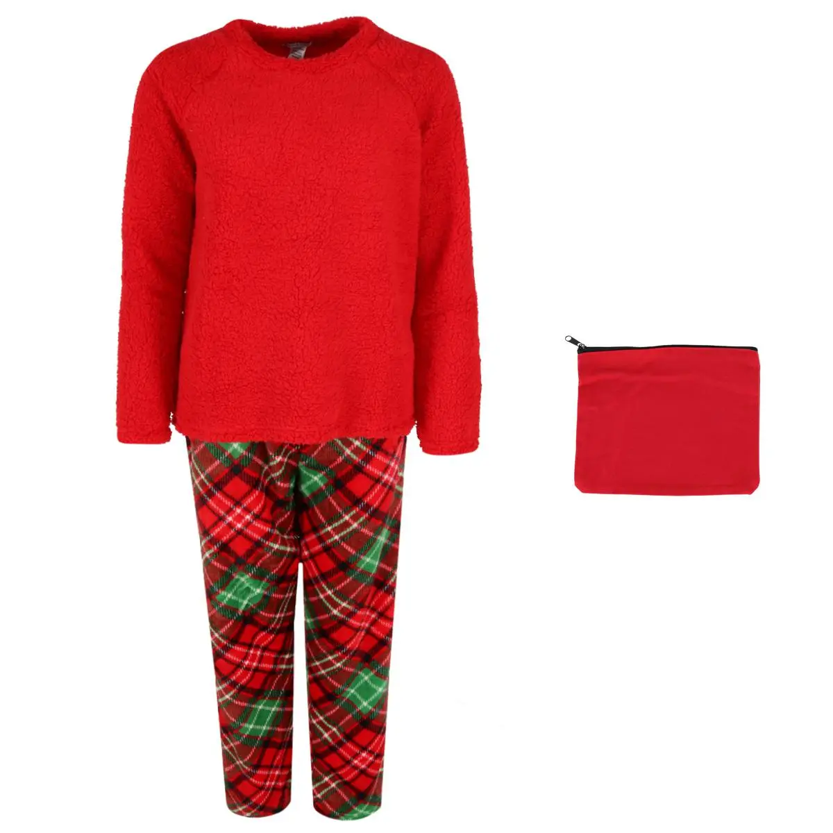 em & alfie Women's Plush and Sherpa PJ Set with Makeup Bag, Long Leg Pajama Sets, Pants, Top