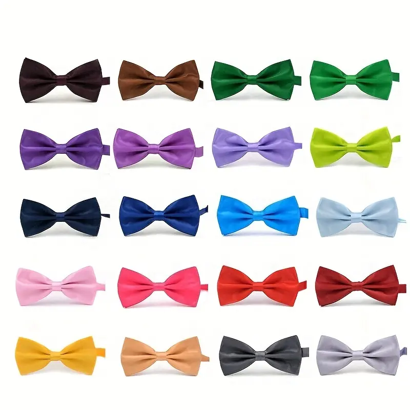 Men's Bright Solid Color Fashion Bow Tie, Wedding Party Holiday Bow Tie, Ideal for GiftsSuitable for going out
