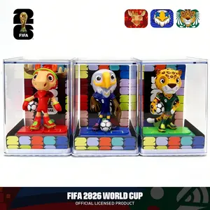 【 FIFA Official Licensed 】2026 World Cup Mascot Set Collectible Figurines, Canada Maple Mexico Zayu Usa Clutch 9cm Toy Statue