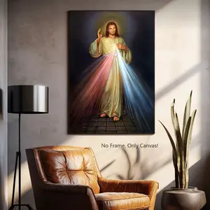 Vintage Style Religious Jesus Wall Art, Inspirational Light Pattern, Stylish Religious Decor, Home Decor for Living Room & Bedroom, Perfect Gift