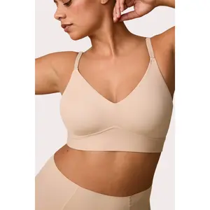 Bliss Triangle Bralette - Beige, Adjustable Fit, Seamless Design, Comfortable Womenswear, Everyday Use