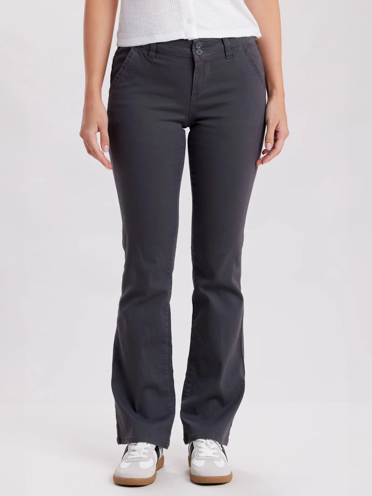 UNIONBAY Women's Classic Bootcut Uniform Trousers - Mid-Rise Solid Stretch Woven Cotton Everyday Pants with Slant Front Pockets, Welt Back Pockets, Button-Zip Closure, Flattering Fit for Business Casual Outfits, Fabric, Work, Business Casual Pants, Mid Wa