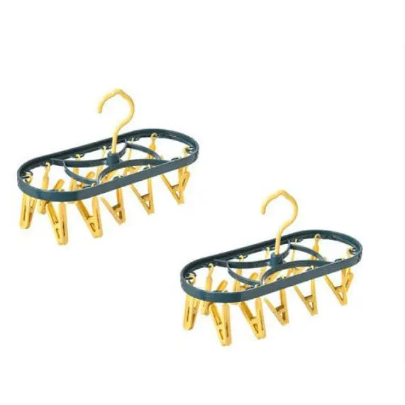 2 blue and yellow clips