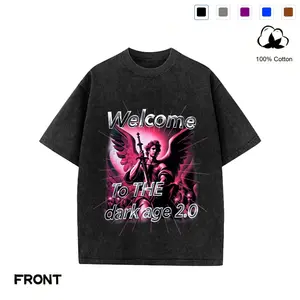100% cotton, machine washableWelcome To The Dark Age 2.0 Fallen Angel Graphic T-Shirt for Men Women, Gothic Warrior Oversized 220g Combed Cotton Casual Short Sleeve Streetwear Tops