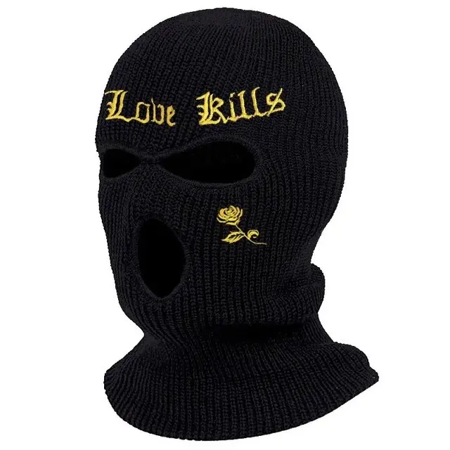 unisex Letter & Rose Embroidered Fashionable Balaclava Cap