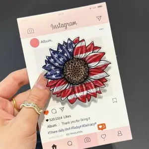 American Flag Sunflower MagSafe Phone Grip – Patriotic Magnetic Pop Socket