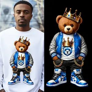 4-Pack, 6-Pack or 8-Pack DTF Heat Transfer Gang Sheet Hip Hop Bear Ready to Press for DIY T-Shirt Printing