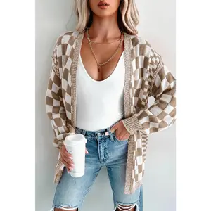 Checkered Patchwork Cardigan