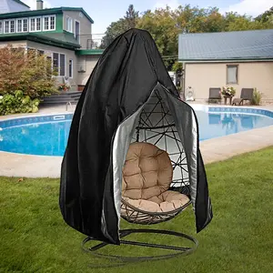 Courtyard hanging chair cover, 210D hanging egg chair cover 91/75 inch suitable for outdoor willow double egg swing chair, black waterproof egg chair cover