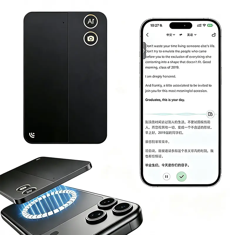 AI Voice Recorder & Translator - Real-Time Translation 146 Languages, Supports Video & Voice Call Translation, AI Transcription & Summaries, No Subscription, Perfect for Study, Travel, Lectures, Meetings | Built-in Digital Business Card