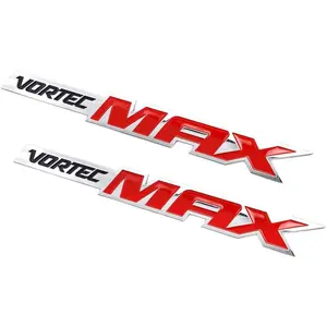 2pcs Vortec Max Door Emblem Nameplates 3D Logo for SS 6.0 Truck 6.0 Liter (Black-Red)