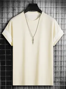Men's Short Sleeve T-Shirt, Round Neck Design, Fashion Colorblock Comfortable, Daily Wear, Casual Essential Single Piece