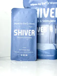 Early Worm Shiver Refreshing Face & Body Wipes for Travel Gym Morning Energy Boost Quick Clean On-the-Go Freshness 15 Single Serving Biodegradable Wipes - Pack