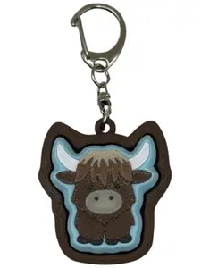 Highland Cow Fidget Clicker Keychain- Portable Sensory Toy for Focus & Anxiety, Animals, Scottish, Scotland