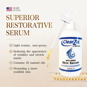 CLEARZAL Anti-Aging All Natural Skin Serum Moisture Embracing Formula with Essential Oils, 4 ounces help relieve irritation, dryness and flakiness.Non-Greasy，helps reinforce skin’s natural defenses, soothe redness,  Stretch Marks, Sensitive Skin