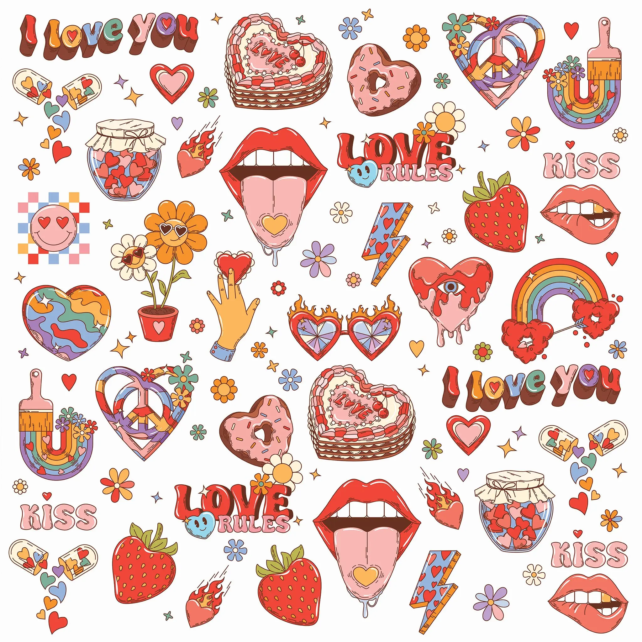 Valentine Retro Love Printed Theme Shipping Box - 1 Pack (25 Pieces)