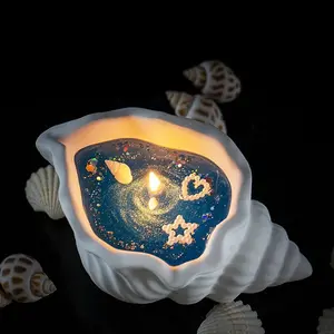 Sea Shell Scented Candle, Handmade Oceanic Decorative Piece, Blue Wind Chime Fragrance, Burn Time 6-8 Hours, Perfect Gift for Festivals