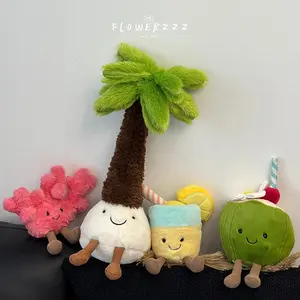 JELLYCAT Lemonade Coconut Plushies Very Soft Palm Tree Red Coral Plush Toy Cartoon Doll Home Decor Xmas Gifts Girl