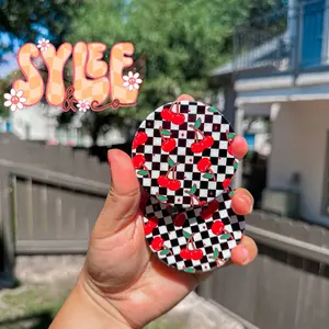 Checkered Cherry Coasters | Set of 2 MDF non slip car accessory Checkered Cherry Coasters | Set of 2 MDF non slip car accessory