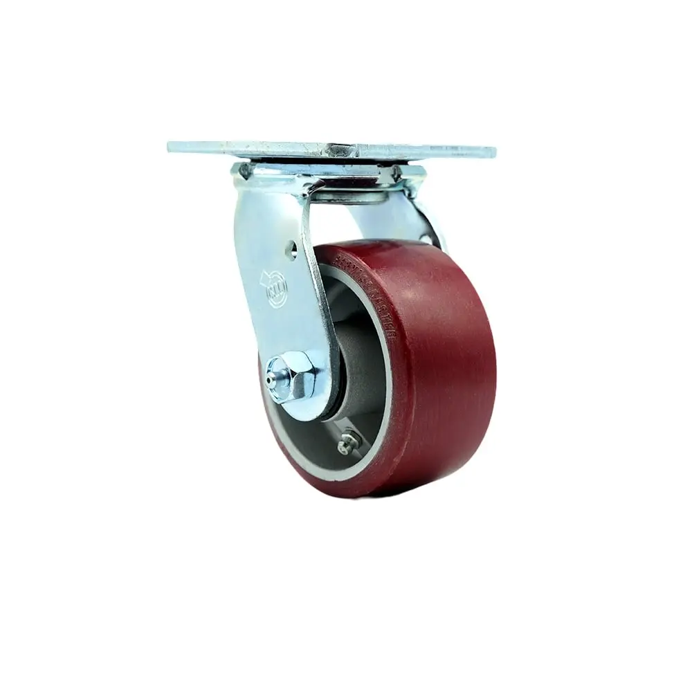 Service Caster SCC-30CS420-PAB Heavy Duty Swivel Top Plate Caster with 4 in. Polyurethane on Aluminum Wheel & Ball Bearings - 700 lbs Capacity per Caster