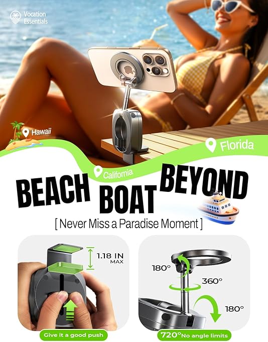 LISEN 2025 MagSafe Travel Stand - 360° Rotating Foldable Phone Holder for iPhone 16/15/14/13/12 Magnetic Gifts for women