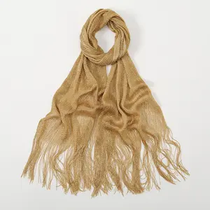 Women's Single Color Sequined Fringe Fashion Shawl Wrap, Boho Style Tassel Decor Scarf, Elegant Versatile Body Accessory, Stylish Wearable Piece for Daily Casual Look And Themed Party Beach Occasions