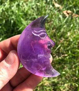 New Moon Beginnings Amethyst Crescent Moon Polished Crystal with Unique Shape and Color