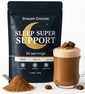 Magnesium Hot Cocoa – Melatonin-Free Natural Sleep Aid Hot Chocolate for Adults with Reishi Mushroom, L-Theanine & Zinc Glycinate – Relaxation & Restful Sleep Support Mushroom Coffee, 30 Servings