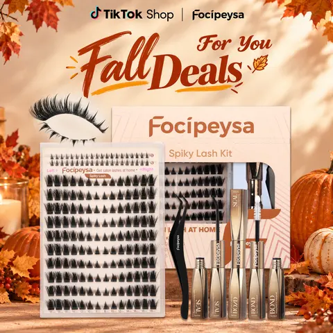 Focipeysa Spiky Lash Clusters Kit | Cosmetic Manga Cat Eye False Eyelashes with Bond & Seal | Beginner-Friendly Reusable Waterproof Makeup Products for At-Home Salon Results