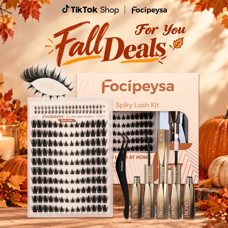 Focipeysa Spiky Lash Clusters Kit | Cosmetic Manga Cat Eye False Eyelashes with Bond & Seal | Beginner-Friendly Reusable Waterproof Makeup Products for At-Home Salon Results