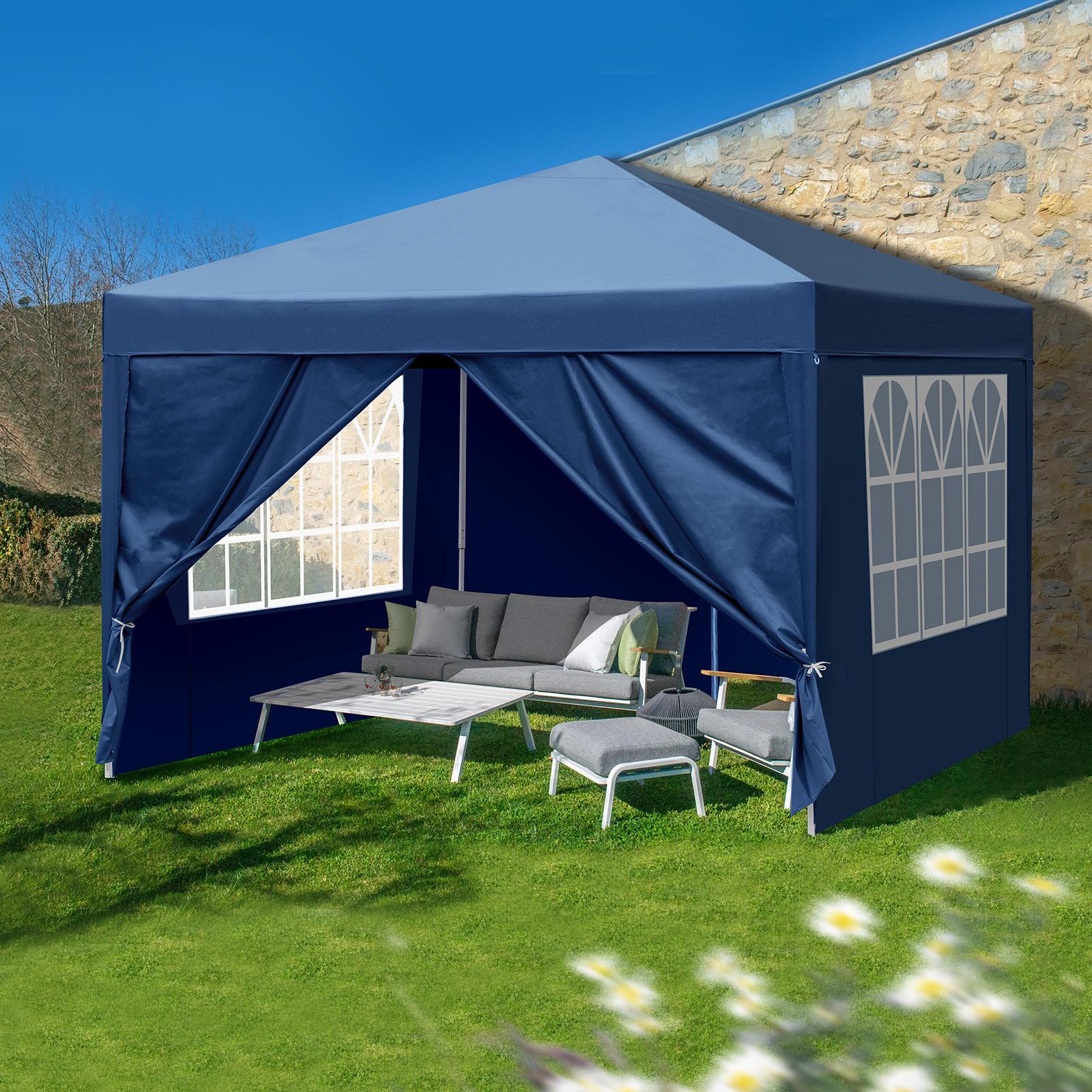 3 x 3m Two Doors & Two Windows Practical Waterproof Right-Angle Folding Tent Blue