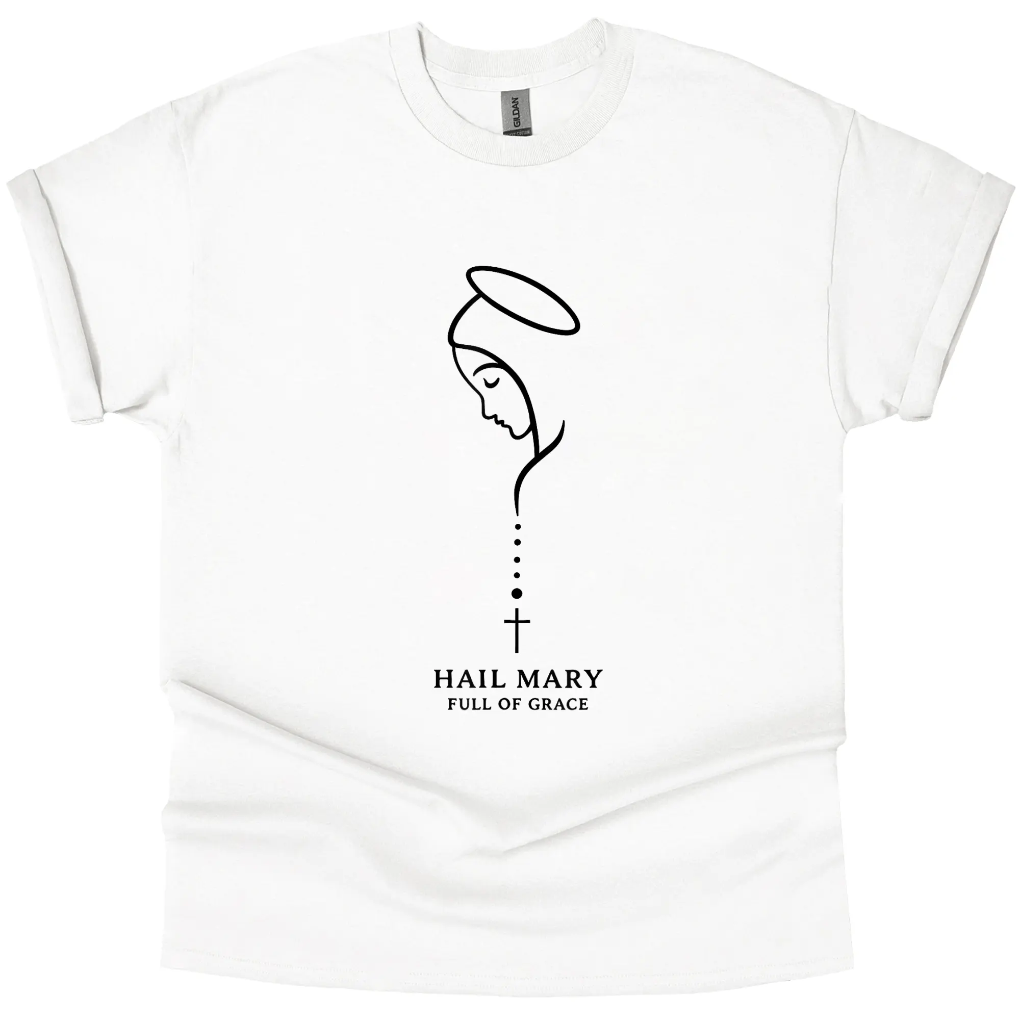 Hail Mary Shirt Catholic T Shirt, Virgin Mary Graphic Tee, Christian Faith Shirt Religious T-Shirt, Prayer Shirt, Catholic Gift, Christian Graphic Tee Gildan G5000
