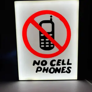 Luke's Diner No Cell Phones Light Up LED Sign with Red Circle and Crossed Out Phone Icon