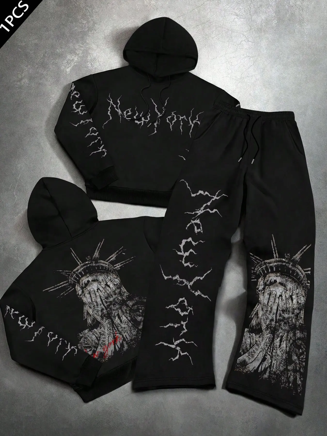 Men's 2-Piece Tracksuit with Graphic Print, Stylish Fall Fashion Sweatshirt and Joggers Set, Trendy Streetwear for Autumn & Winter, Tracksuit Sets, Tracksuit Sweat Suits, Tracksuit Matching Set