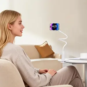 Lazy Person Phone Stand, Bedside TV Live Streaming Tablet Dual Clip Spiral Base Desktop Phone Holder, No Ca Prop 65 Re