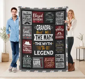 [Father's Day Gift] Grandpa's Blanket - The best birthday gift for grandpa from his granddaughter and grandson - A birthday gift from grandchildren to grandpa - Grandpa's Father's Day Blanket