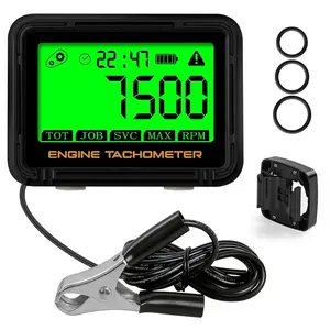 Tachometer & Hour Meter Mini Tach Gauge with Clip & Backlight Display Inductive for Gas Small Engine Lawn Mower RV Chainsaws Outboard Motor