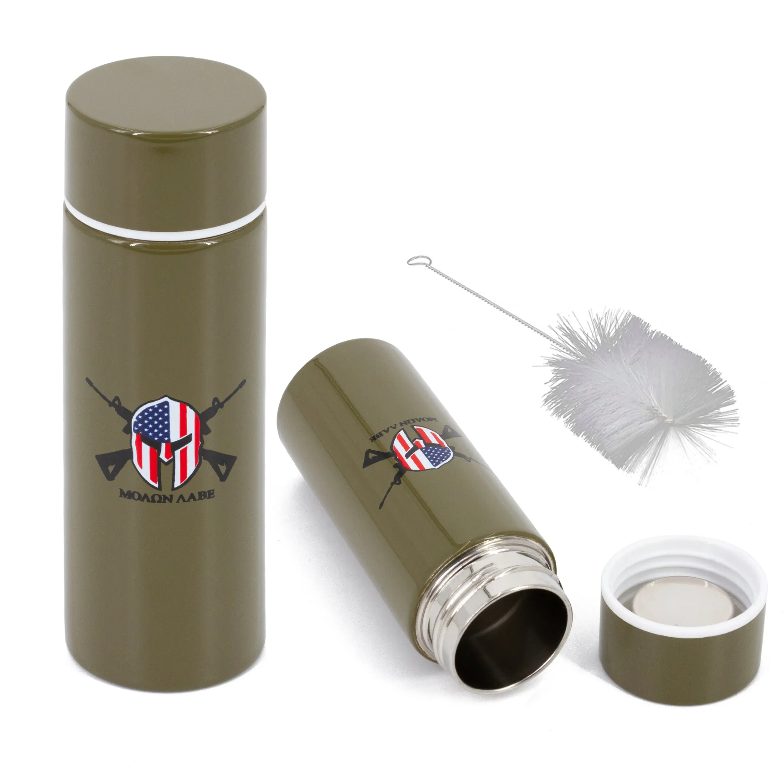 CASEMATIX Stainless Steel Pocket Spittoon 5-Ounce Travel Spit Cup with Cleaning Brush Included - Portable Dip Spit Bottle with Camo Design - Drinkware